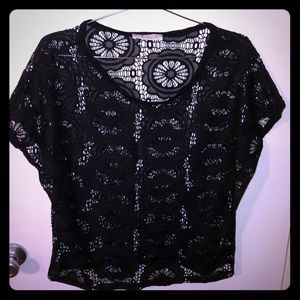 Knit cut out black tee shirt